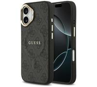 CG MOBILE Guess 4G PU Classic Logo Compatible con MagSafe Funda para iPhone 17 (Negro)