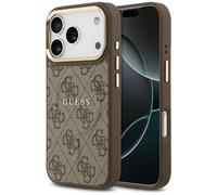 CG MOBILE Guess 4G PU Classic Logo Compatible con MagSafe Funda para iPhone 17 Pro (marrón)