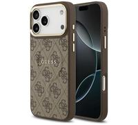 CG MOBILE Guess 4G PU Classic Logo Compatible con MagSafe Funda para iPhone 17 Pro Max (marrón)