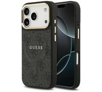 CG MOBILE Guess 4G PU Classic Logo Compatible con MagSafe Funda para iPhone 17 Pro (Negro)