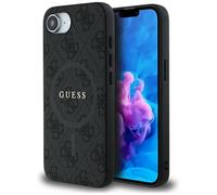 CG MOBILE Guess 4G Ring Classic Logo Compatible con MagSafe Funda para iPhone 16e (Negro)