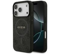 CG MOBILE Guess 4G Ring Classic Logo Compatible con MagSafe Funda para iPhone 17 Pro (Negro)