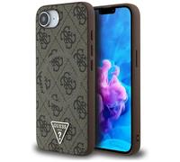 CG MOBILE Guess 4G Ring Triangle Logo Compatible con MagSafe Funda para iPhone 16e (Marrón)