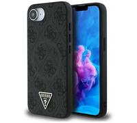 CG MOBILE Guess 4G Ring Triangle Logo Compatible con MagSafe Funda para iPhone 16e (Negro)