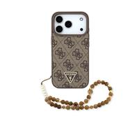CG MOBILE Guess 4G Strap Triangle Logo Compatible con MagSafe Funda para iPhone 17 Pro (marrón)