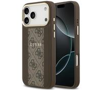 CG MOBILE Guess 4G Stripe compatible con MagSafe Funda para iPhone 17 Pro Max (marrón)