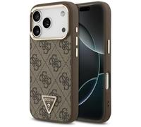 CG Mobile Guess 4G Triángulo Logo Compatible con MagSafe Funda para iPhone 17 Pro (marrón/Dorado)