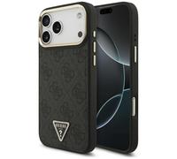 CG MOBILE Guess 4G Triángulo Logo Compatible con MagSafe Funda para iPhone 17 Pro Max (Negro/Oro)