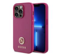 CG MOBILE Guess - Carcasa de Metal PU 4G Strass para iPhone 15 Pro MAX (Rosa)