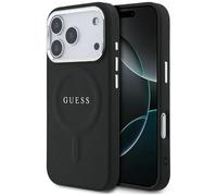 CG MOBILE Guess Classic Logo compatible con MagSafe Funda para iPhone 17 Pro (Negro)