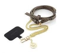 CG Mobile Guess Correa Crossbody Desmontable PU 4G y Cadena con Colgante (Oro y marrón)