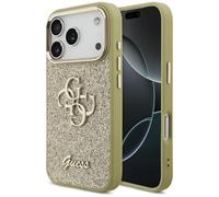 CG MOBILE Guess Fixed Glitter Grande 4G Marco Metal Carcasa para iPhone 17 Pro (dorado)