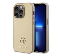 CG MOBILE Guess - Funda de Metal PU 4G Strass para iPhone 15 Pro (Dorado)