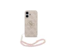 CG MOBILE Guess Funda de Polipiel 4G Logo con Correa de Perlas para iPhone 17, Protección Completa, Rosa