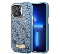 CG MOBILE Guess - Funda de Poliuretano Compatible con Magsafe 4G con Logotipo de Placa de Metal, diseño clásico, a Prueba de arañazos, a Prueba de daños, a Prueba de Polvo, Compatible con iPhone 14