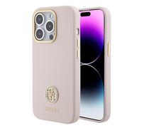 CG Mobile Guess - Funda de Silicona con Logotipo 4G Strass para iPhone 15 Pro, Color Rosa