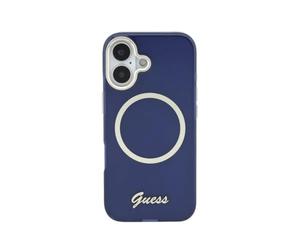 CG MOBILE Guess Funda IML con Inscripción Metálica para iPhone 17 Compatible con MagSafe, Protección Completa, Azul