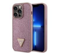 CG Mobile Guess - Funda para iPhone 15 Pro, con diamantes de imitación y logotipo triangular, antiarañazos, resistente a caídas, a prueba de golpes, cubierta trasera de protección completa para iPhone