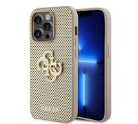 CG MOBILE Guess - Funda perforada de poliuretano 4G con purpurina para iPhone 15 Pro Max (dorado)