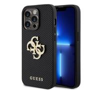CG Mobile Guess - Funda Perforada de Poliuretano 4G con Purpurina para iPhone 15 Pro MAX (Negro)