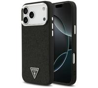 CG MOBILE Guess Glitter Triángulo Logo Compatible con MagSafe Funda para iPhone 17 Pro Max (Negro)