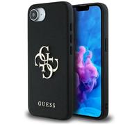 CG MOBILE Guess Grained Big 4G Logo Small Classic Logo Carcasa para iPhone 16e (Negro)