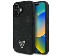 CG Mobile Guess Grained Hot Stamp Peony Triangle Logo Compatible con MagSafe para iPhone 16 (Negro)