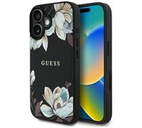CG MOBILE Guess Grained Printed Flower Pattern Funda para iPhone 16 compatible con MagSafe (Negro)