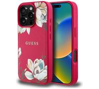 CG Mobile Guess Grained Printed Flower Pattern Funda para iPhone 16 Pro Compatible con MagSafe (Fucsia)