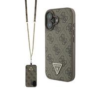 CG Mobile Guess GUHCP16SP4TDSCPW - Funda rígida para iPhone 16 de 6,1" (Piel sintética, con Logotipo de Metal y pedrería), Color marrón