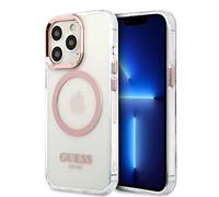 CG MOBILE Guess GUHMP13LHTRMP - Carcasa rígida para iPhone 13 Pro / 13 de 6.1 Pulgadas, Contorno metálico Rosa