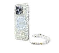 CG Mobile Guess GUHMP16LHCPOFPH - Carcasa rígida para iPhone 16 Pro de 6,3", diseño de Flores, Color Blanco