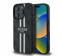 CG Mobile Guess GUHMP16LP4RPSK - Carcasa rígida para iPhone 16 Pro de 6,3", diseño de Rayas Estampadas, Color Negro