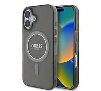 CG Mobile Guess GUHMP16SHFGEREK Funda para iPhone 16 6.1" Negro Hardcase IML Glitter Circle