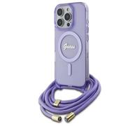 CG Mobile Guess GUHMP16XHCTSGNSU Funda para iPhone 16 Pro MAX 6.9" Púrpura Crossbody Cord Script