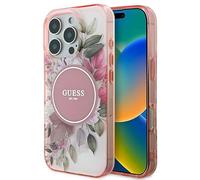 CG Mobile Guess GUHMP16XHFWBDCEP - Carcasa rígida para iPhone 16 Pro MAX de 6,9", diseño de Flores y círculos tonales, Color Rosa