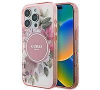 CG Mobile Guess GUHMP16XHFWBDCEP - Carcasa rígida para iPhone 16 Pro MAX de 6,9", diseño de Flores y círculos tonales, Color Rosa