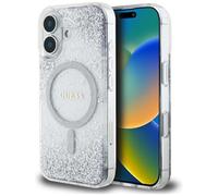 CG MOBILE Guess HC - Carcasa de resina para iPhone 16, compatible con MagSafe, color plateado
