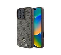 CG MOBILE Guess HC - Funda diseñada para iPhone 16 Pro Max, duradera, a prueba de golpes, compatible con Magsafe, PU 4G Small 4G y funda clásica, color marrón