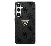 CG MOBILE Guess Hot Stamp 4G Pattern Triangle Metal Logo Funda para Samsung Galaxy S25 Negro
