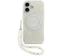 CG MOBILE Guess IML Blumen Electro Pearl Pulsera compatible con funda MagSafe para iPhone 17 (blanco)