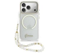 CG MOBILE Guess IML - Correa con letras brillantes compatible con MagSafe para iPhone 17 Pro (transparente)