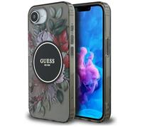 CG Mobile Guess IML Flowers - Funda Compatible con MagSafe para iPhone 16e, Color Negro