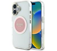 CG Mobile Guess IML Metal Colored Circle Classic Logo Compatible con MagSafe iPhone 16 (Rosa)