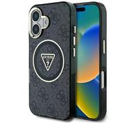 CG Mobile Guess IML Metal Glitter 4G Circle Triangle Compatible con MagSafe Funda para iPhone 16 (Negro)