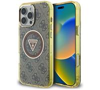 CG Mobile Guess IML Metal Glitter 4G Circle Triangle Compatible con MagSafe Funda para iPhone 16 Pro MAX (marrón)
