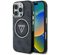 CG Mobile Guess IML Metal Glitter 4G Circle Triangle Compatible con MagSafe Funda para iPhone 16 Pro MAX (Negro)