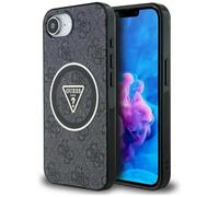 CG Mobile Guess IML Metal Glitter 4G Circle Triangle Compatible con MagSafe Funda para iPhone 16e (Negro)