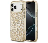 CG MOBILE Guess Leopard Glitter compatible con MagSafe Funda para iPhone 17 Pro Max (marrón)