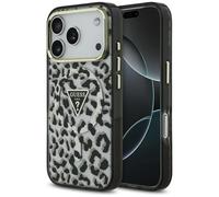 CG MOBILE Guess Leopard Glitter Compatible con MagSafe Funda para iPhone 17 Pro Max (Negro)